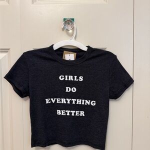 Urban Outfitters Black Crop Top “girls do everything better”
